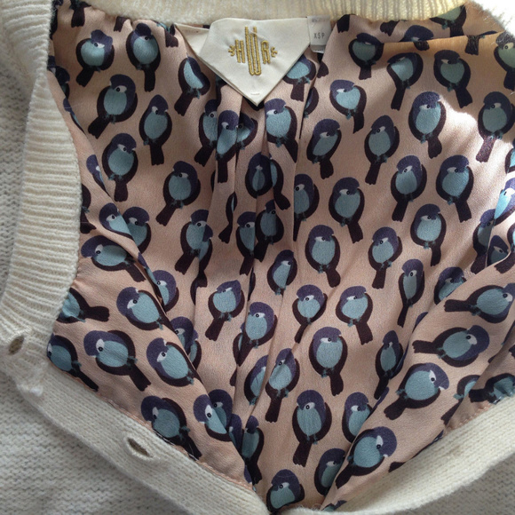 Anthropologie Epoca Cardigan Cropped Ivory Button Front Sweater XSP & MP Petite - Picture 4 of 13